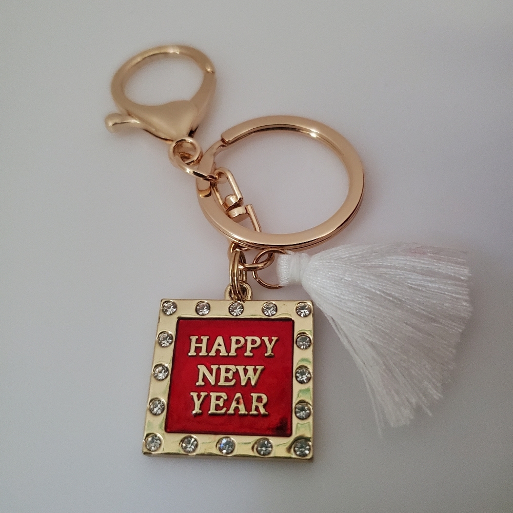 Happy New Year Bag Charm Key Ring